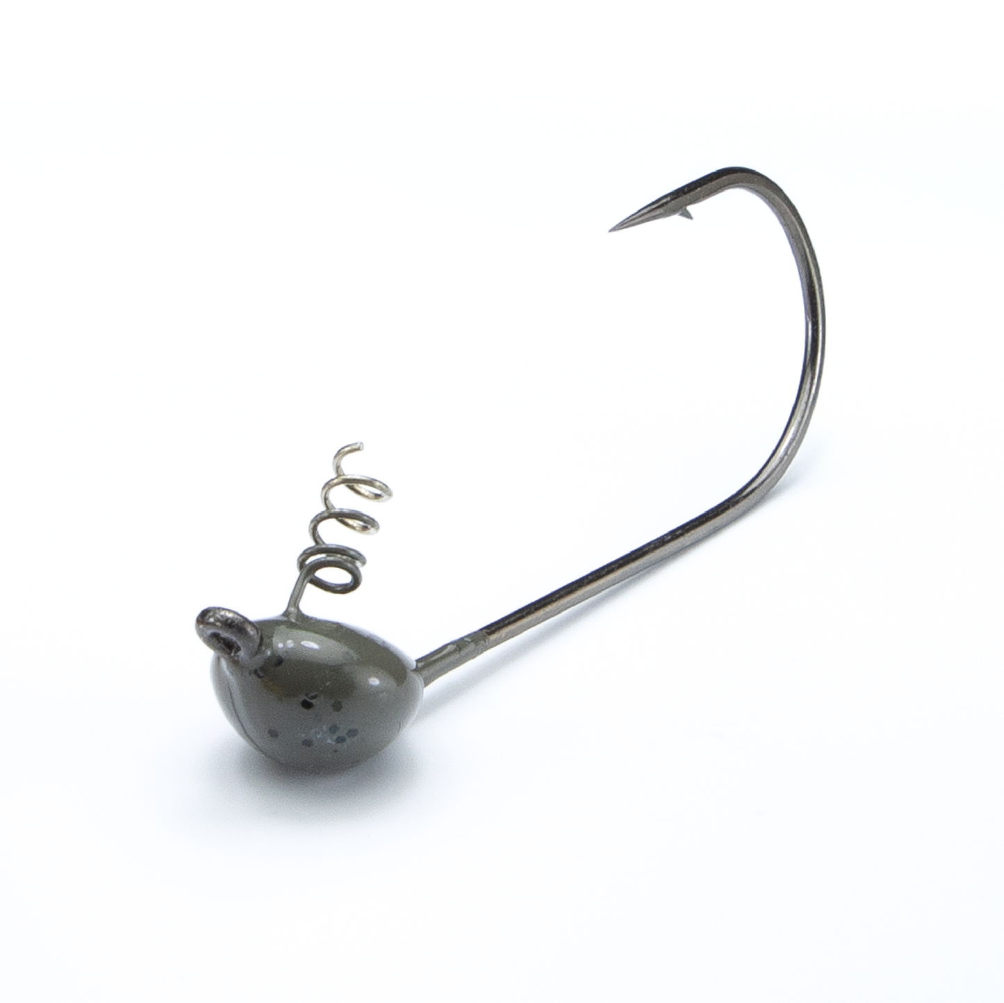 Green Pumpkin tungsten shakey head jig with screw lock bait keeper